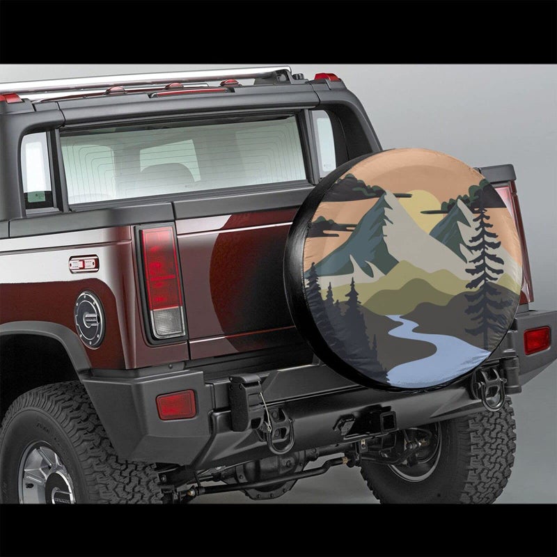 Gwomo Camper Spare Tire Cover Mountain Adventure Wheel Protectors Tyre Covers Weatherproof Wheel Covers Universal Fit for Trailer Rv SUV Truck Camper Travel Trailers 15 "" - Image 2